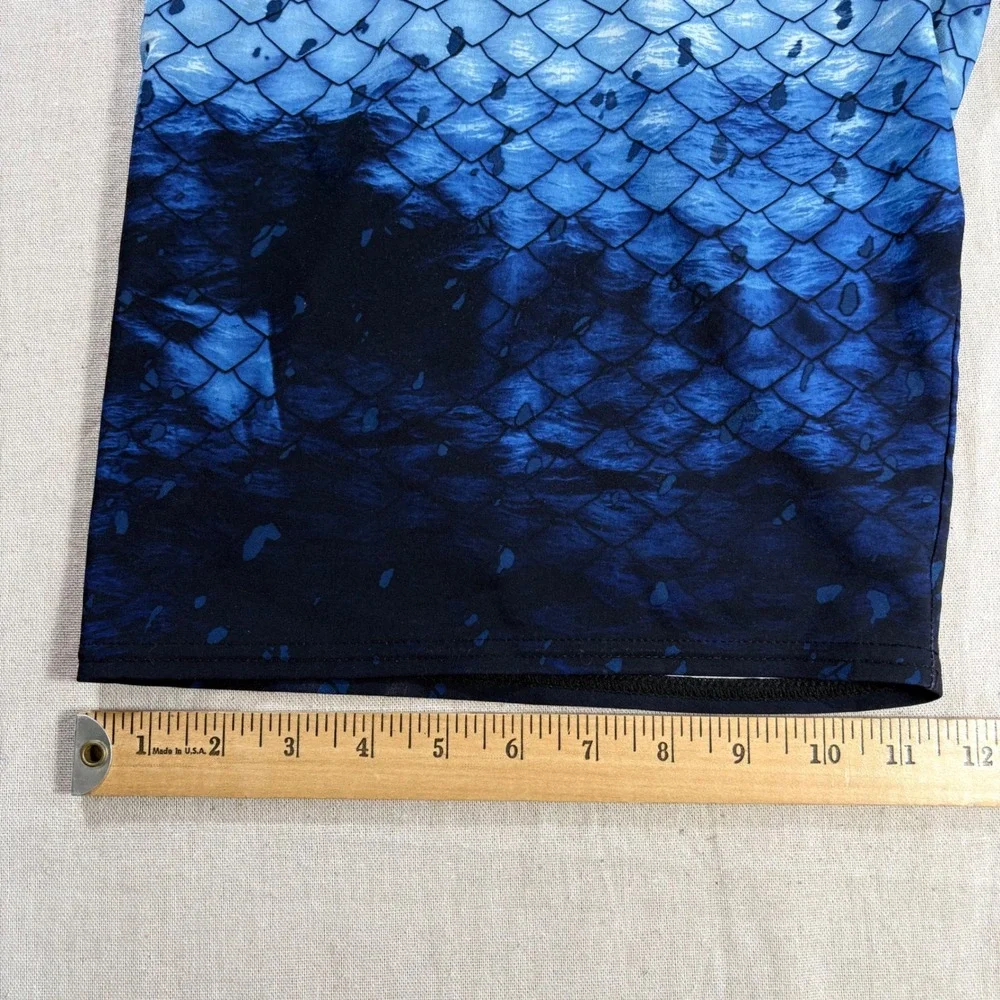 Pelagic Hydro-Lite Blue Fish Scale Board Shorts Mens 34 Fishing Trunks Stretch